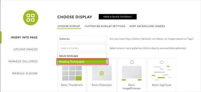 Escolher galeria Escolher galeria