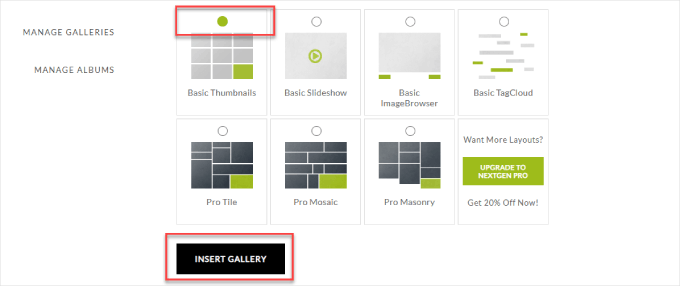 Inserir galeria Inserir galeria