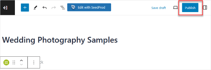 O botão publicar no editor de conteúdo O botão publicar no editor de conteúdo