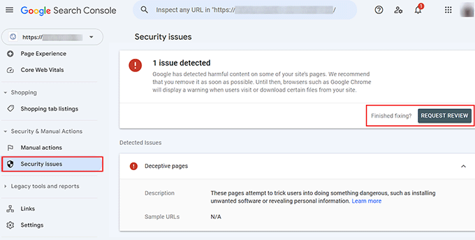 Click the Request Review button in the Webmaster tool Click the Request Review button in the Webmaster tool