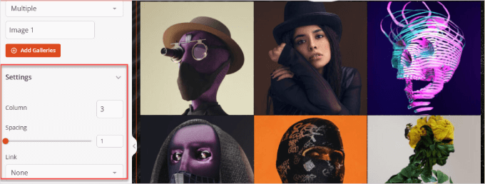 Configurações da galeria Configurações da galeria