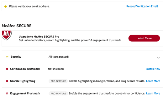 Página de confirmação