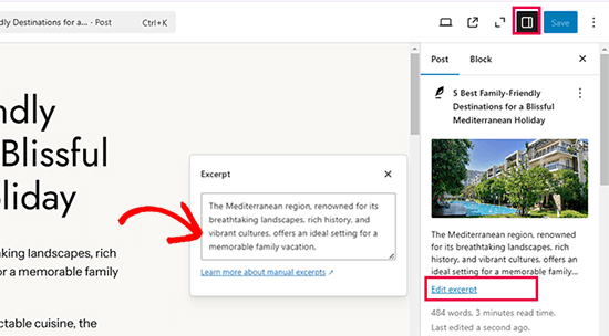 Adding excerpt in WordPress Adding excerpt in WordPress