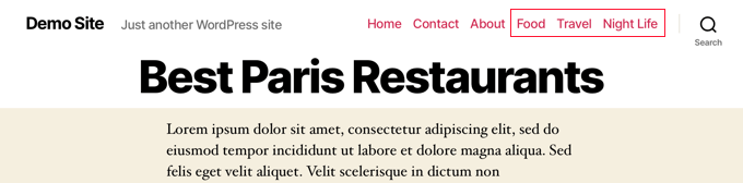 Previzualizare etichete adăugate la meniul de navigare