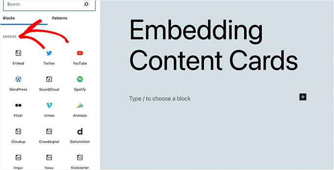 Embeds blocks in WordPress' content editor Embeds blocks in WordPress' content editor