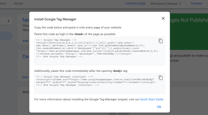 Copy tag manager code Copy tag manager code