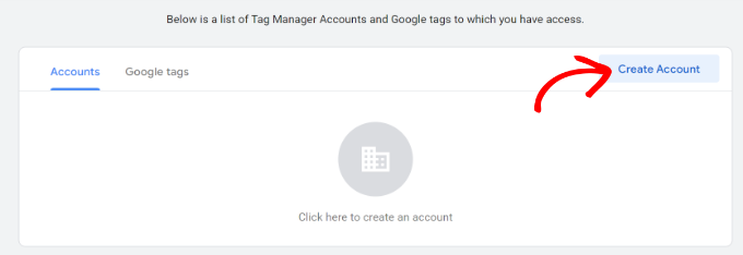 Create account in tag manager Create account in tag manager
