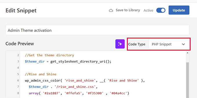Custom admin theme code