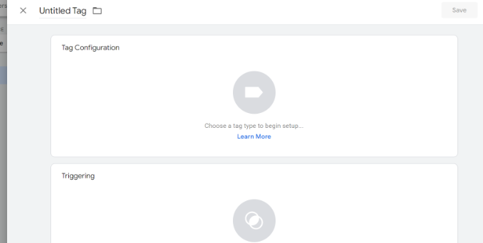 Enter a title and click tag configuration Enter a title and click tag configuration