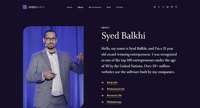 About page example About page example