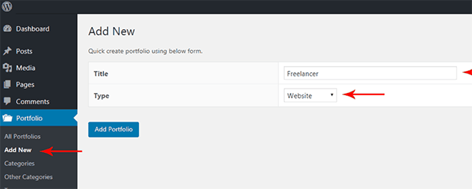 Add new portfolio Add new portfolio