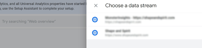 Choose a data stream Choose a data stream