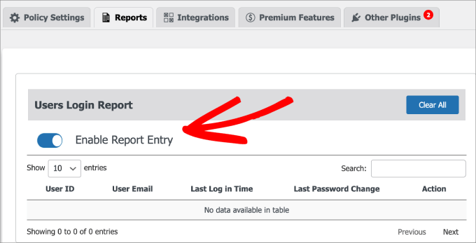 enable report entry enable report entry