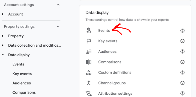 Go to events in data display Go to events in data display