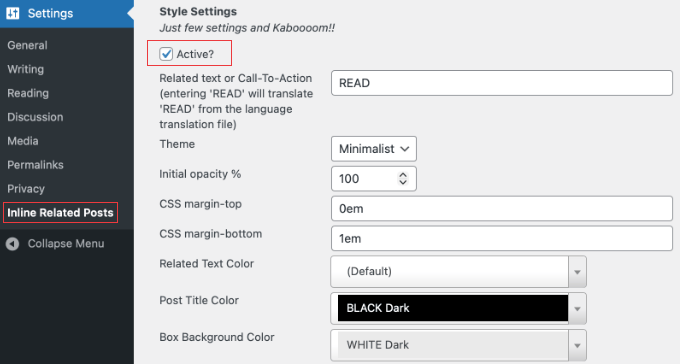 Satır İçi İlgili Yazılar Eklentisini Etkinleştirme