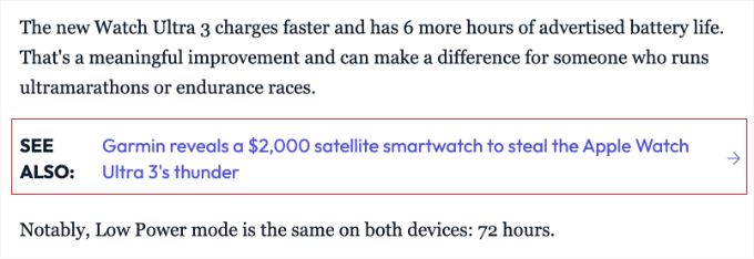 Mashable'da Satır İçi İlgili Gönderiler Örneği