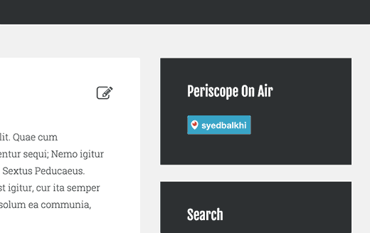 Previzualizare widget Periscope în direct Previzualizare widget Periscope în direct