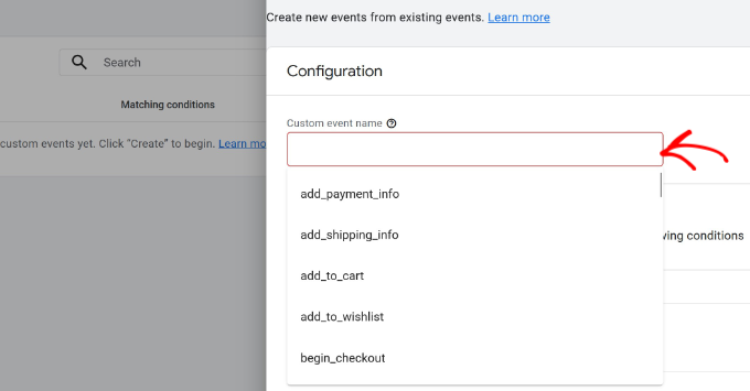 Select event name Select event name