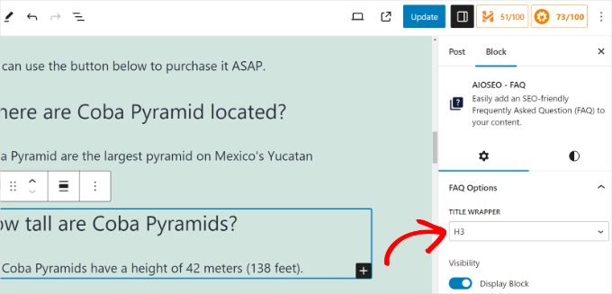Edit FAQ block settings Edit FAQ block settings