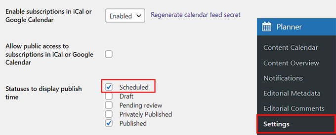 Select the Scheduled status Select the Scheduled status