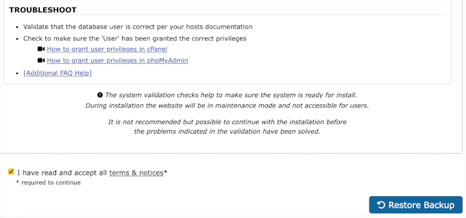 Agreeing on the TOC to restore backup Agreeing on the TOC to restore backup