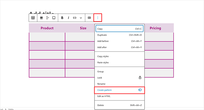 Fai clic sul pulsante Crea modello