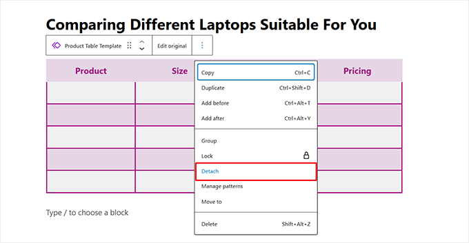 Fai clic sull'opzione Scollega