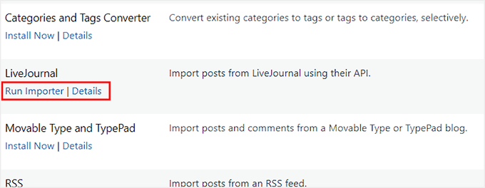 Click the Run Importer button Click the Run Importer button