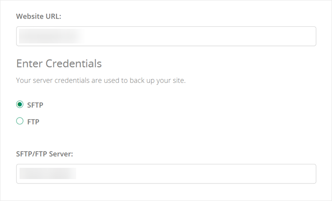 Entering website and FTP details in CodeGuard Entering website and FTP details in CodeGuard