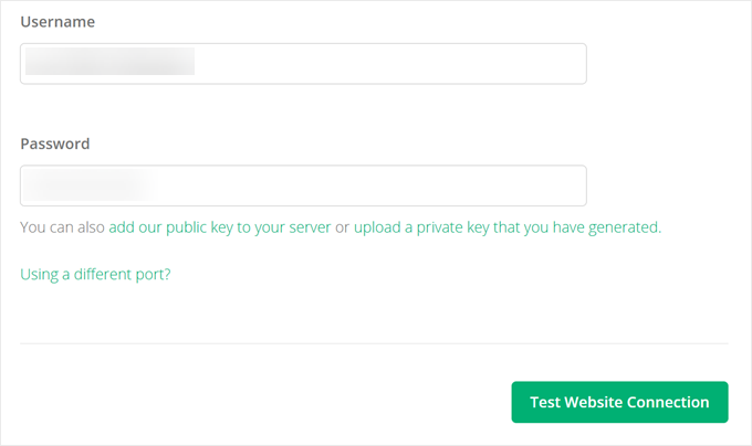Entering FTP username and password in CodeGuard Entering FTP username and password in CodeGuard
