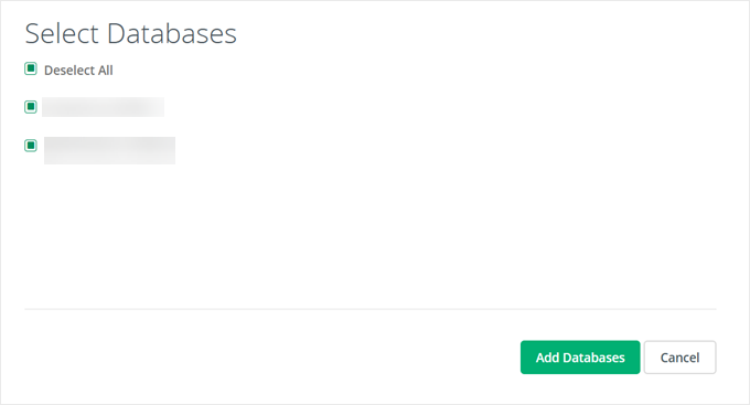 Selecting WordPress databases to back up with CodeGuard Selecting WordPress databases to back up with CodeGuard