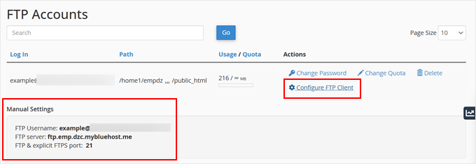 Viewing your FTP credentials in cPanel Viewing your FTP credentials in cPanel