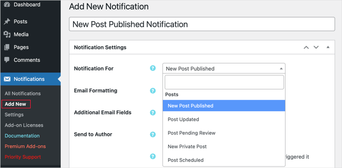 Creating a Notification For New Posts Published Creating a Notification For New Posts Published