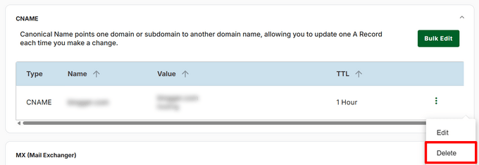 Network SolutionsでCNAMEレコードを削除する