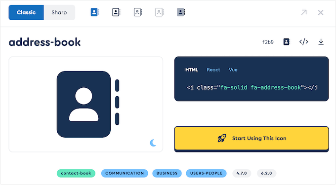 An icon on the Font Awesome website An icon on the Font Awesome website