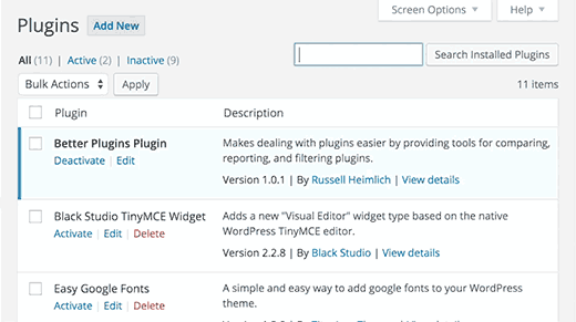 Căutarea rapidă a pluginurilor instalate Căutarea rapidă a pluginurilor instalate