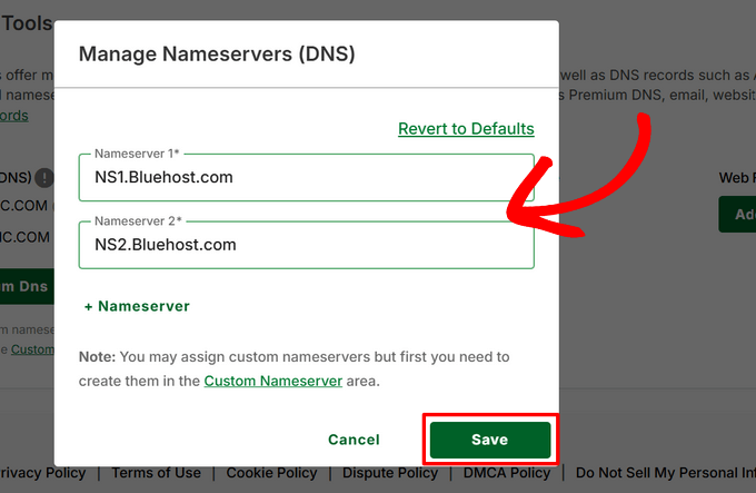 Network Solutions add nameserver information