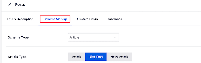 Default schema markup for pages Default schema markup for pages