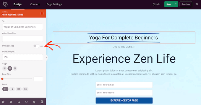 Disabling the infinite loop animation settings Disabling the infinite loop animation settings