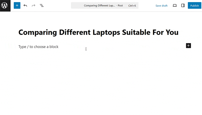 Scorciatoia per aggiungere un modello di contenuto