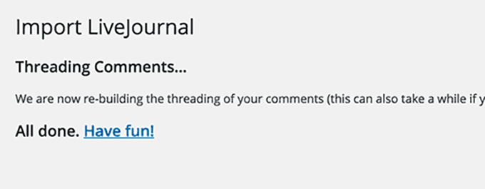 Success message for complete import Success message for complete import