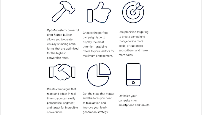 A featured block with icons created using the block editor A featured block with icons created using the block editor