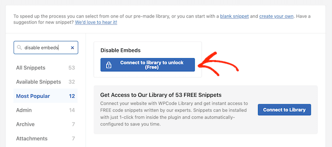 Verbindung zur WPCode-Code-Snippet-Bibliothek