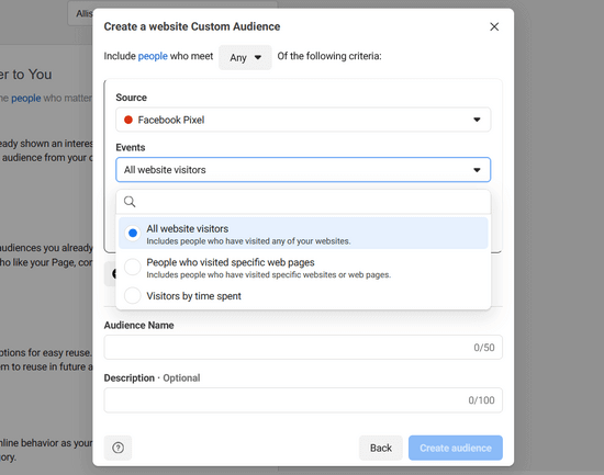 Scegli gli eventi per il tuo pubblico personalizzato