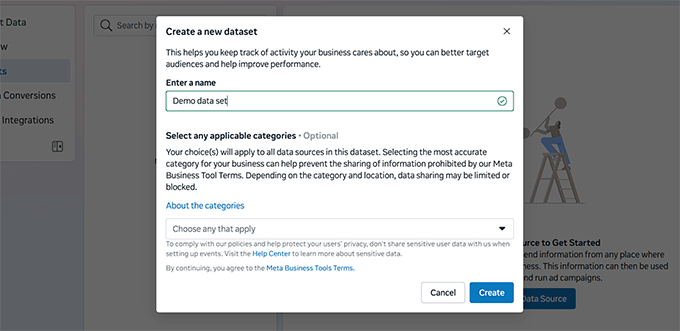 Give your dataset a name and click Create