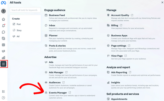 Apri Meta Business Suite e fai clic su Gestione eventi