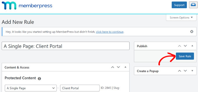 Spara regel i MemberPress Spara regel i MemberPress