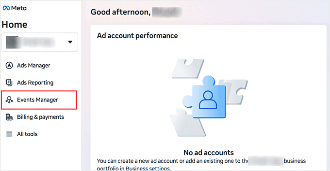 Select the Event Manager tab in the Meta Business Suite
