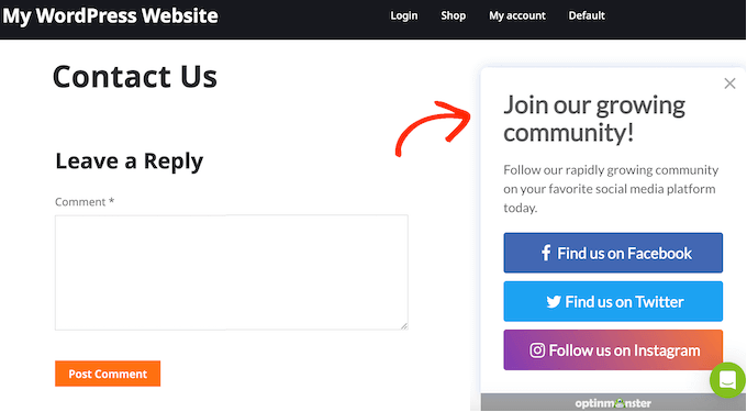 An example of a campaign, created using OptinMonster