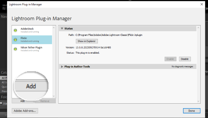Lägg till nytt plugin-tillägg i Lightroom